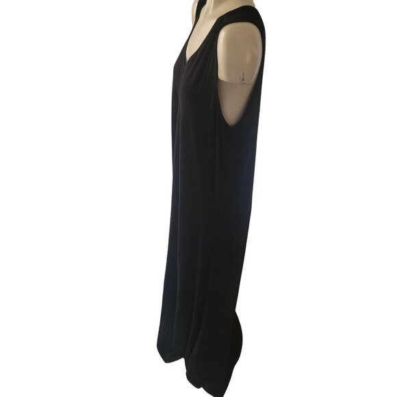 J. Jill Black Sleeveless Long Stretch Dress LT Tall black‎ slinky summer - Picture 3 of 7